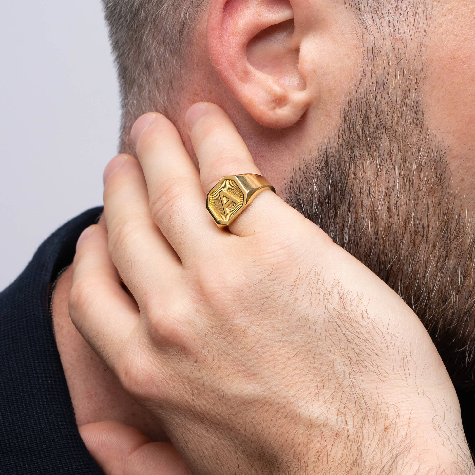 Heritage Initial Ring für Männer - Gold-Vermeil-1 Produktfoto