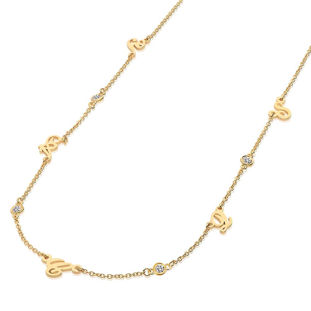 Heritage Halskette mit Buchstaben und Diamanten - Gold-Vermeil-3 Produktfoto