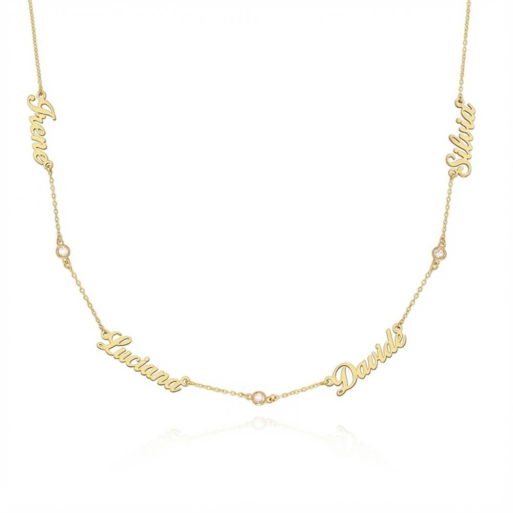Heritage Halskette mit mehreren Namen und Diamanten - in 417er Gelbgold-1 Produktfoto