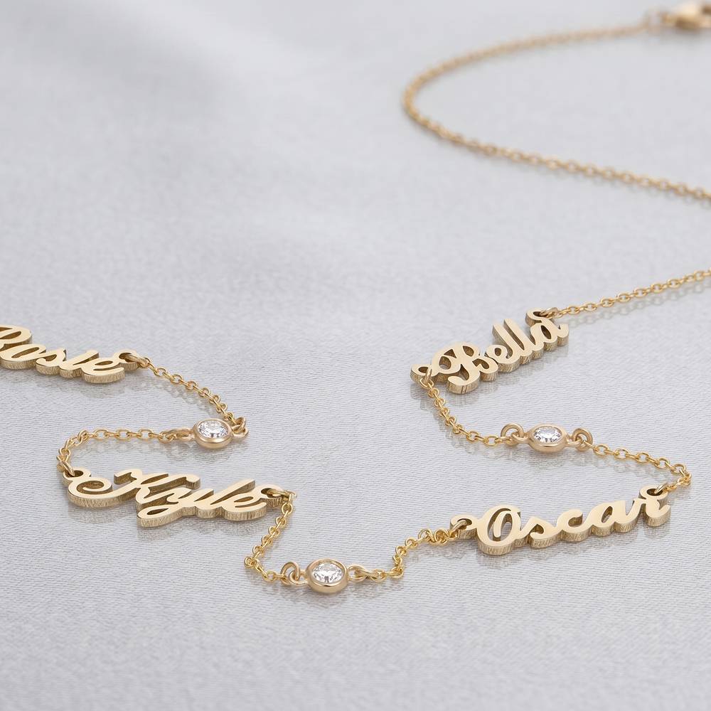 Heritage Halskette mit mehreren Namen und Diamanten - in 417er Gelbgold-4 Produktfoto