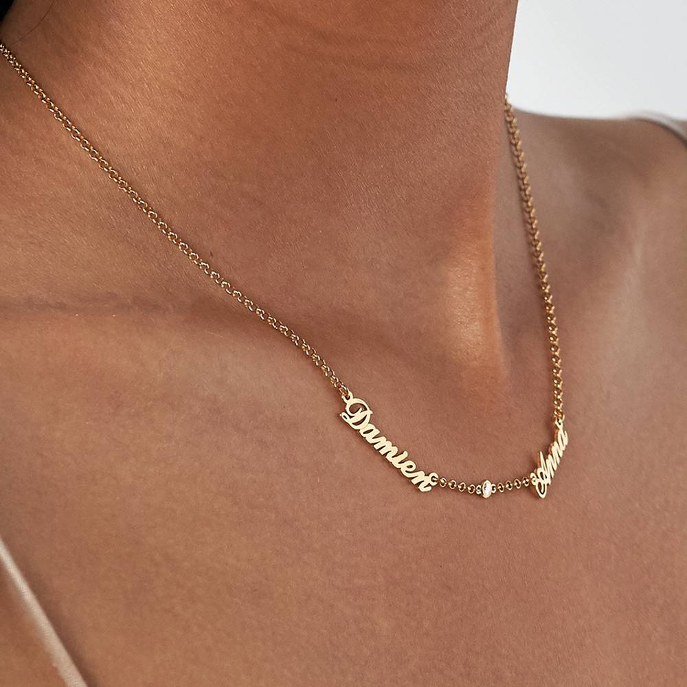 Heritage Halskette mit mehreren Namen und Diamanten - in 417er Gelbgold-3 Produktfoto