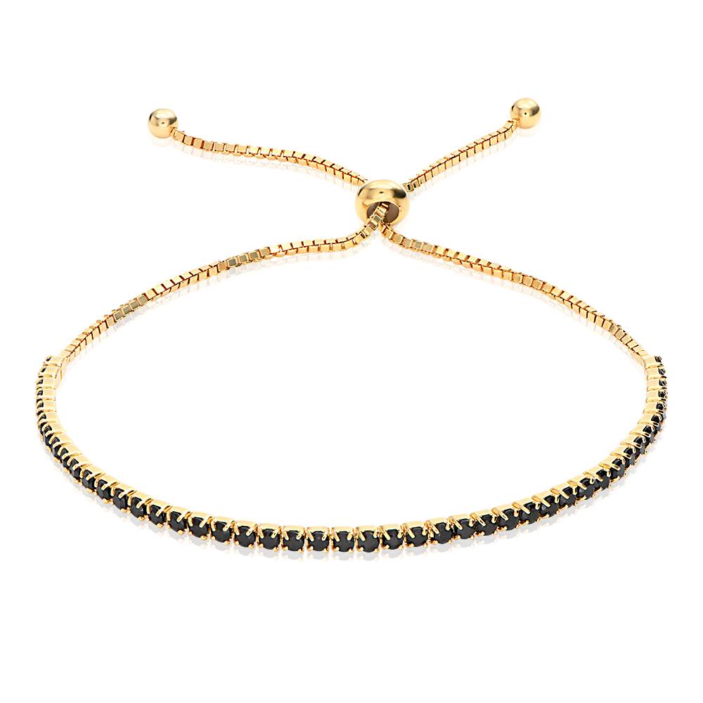Holly verstellbares Tennisarmband mit schwarzen Zirkoniasteinen - Vergoldet-1 Produktfoto