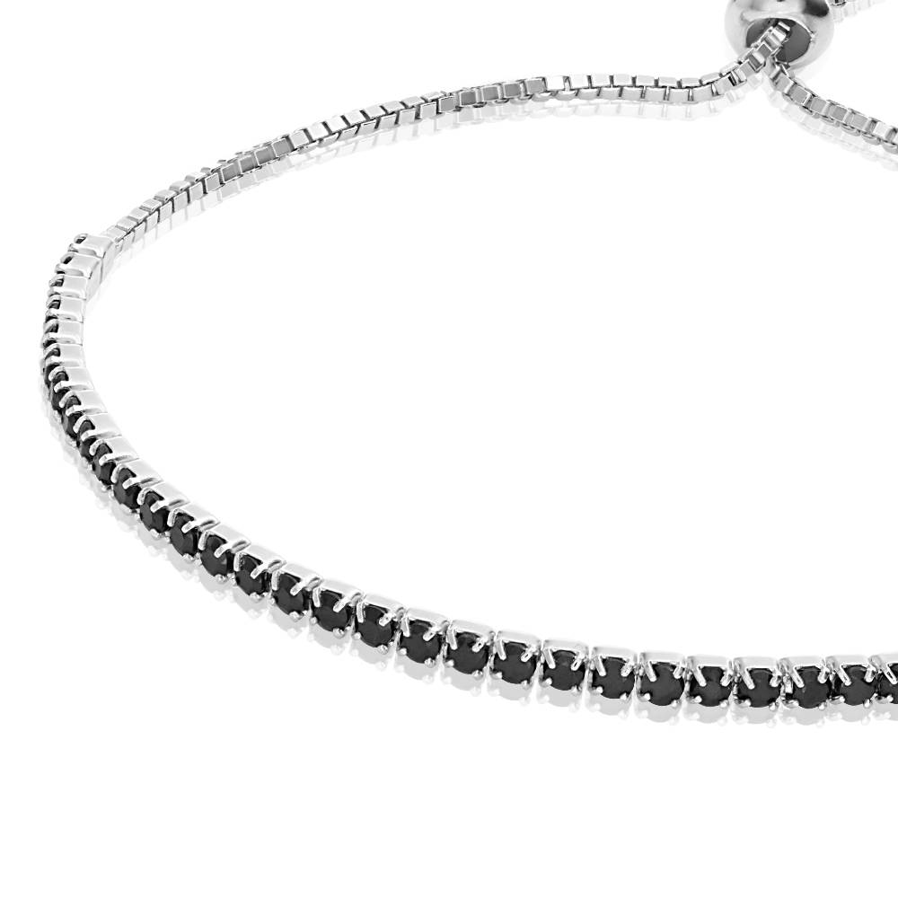 Holly verstellbares Tennisarmband mit schwarzen Zirkoniasteinen - 925er Sterlingsilber-1 Produktfoto