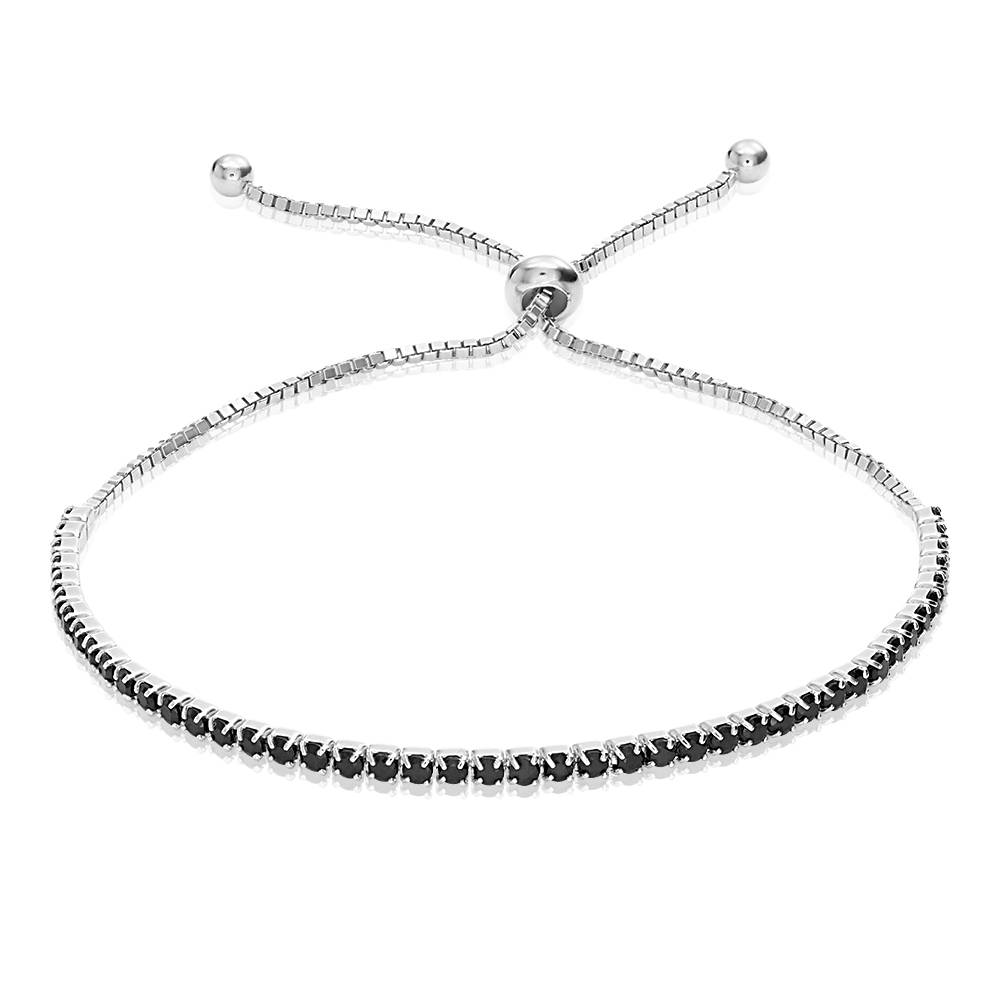 Holly verstellbares Tennisarmband mit schwarzen Zirkoniasteinen - 925er Sterlingsilber-2 Produktfoto
