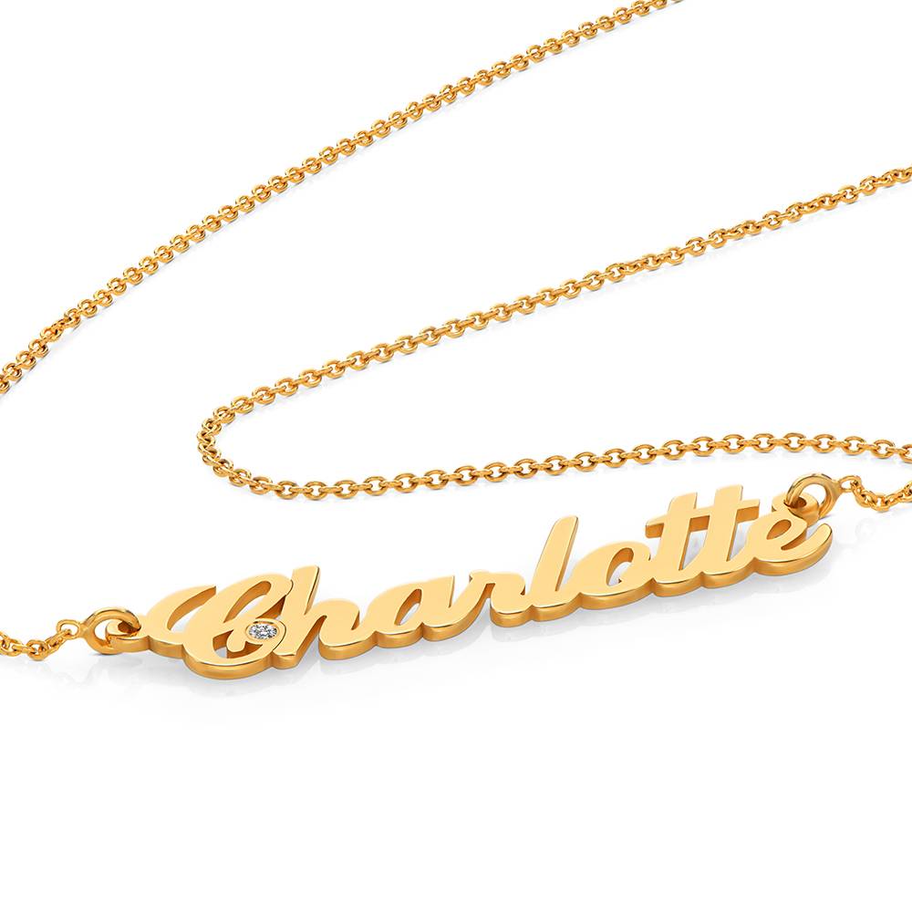 Hollywood Namenskette mit 0,02 ct Diamant - Gold-Vermeil-2 Produktfoto
