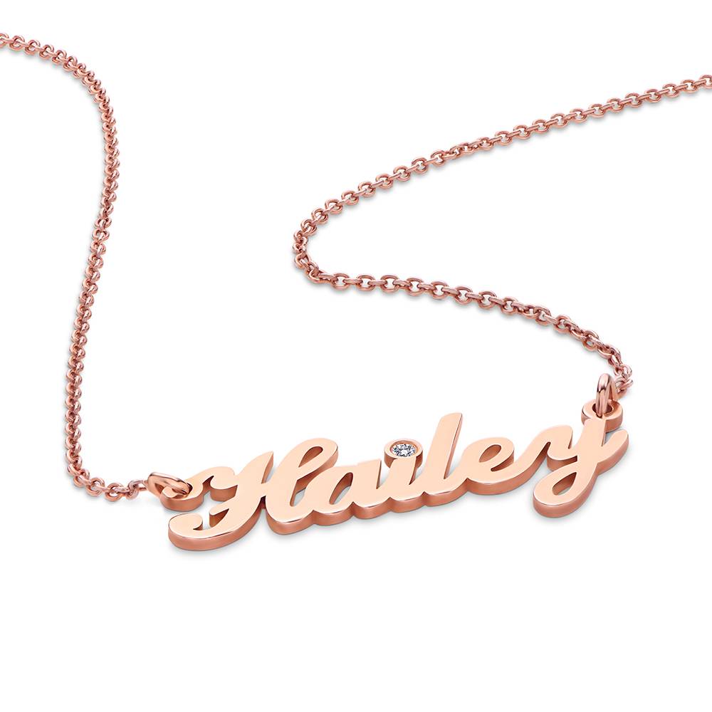 Hollywood Namenskette mit 0,02 ct Diamant - rosévergoldetes Sterlingsilber-3 Hollywood Namenskette mit 0,02 ct Diamant - rosévergoldetes Sterlingsilber-3 Produktfoto