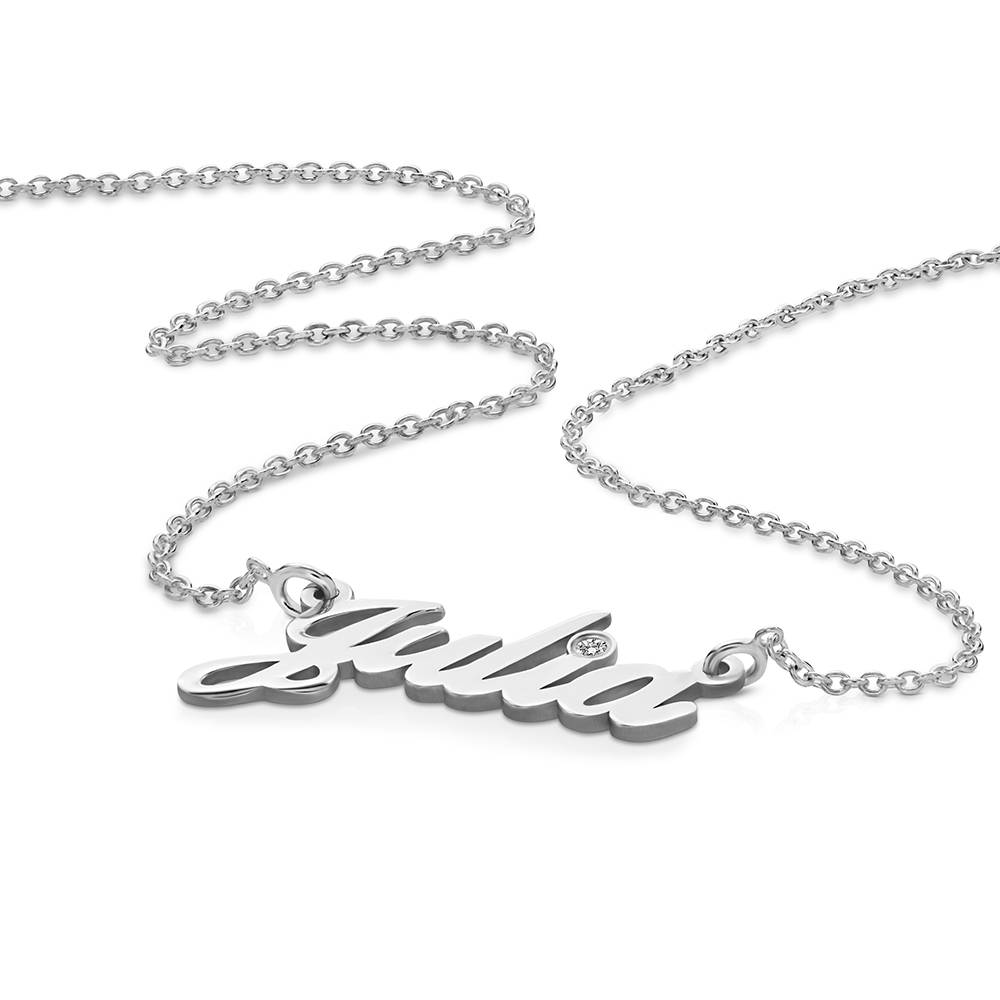Hollywood Namenskette mit 0,02 ct Diamant - 925er Sterlingsilber-5 Produktfoto