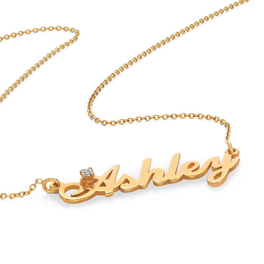 Hollywood Namenskette mit 0,05 ct Diamant - Gold-Vermeil-5 Produktfoto