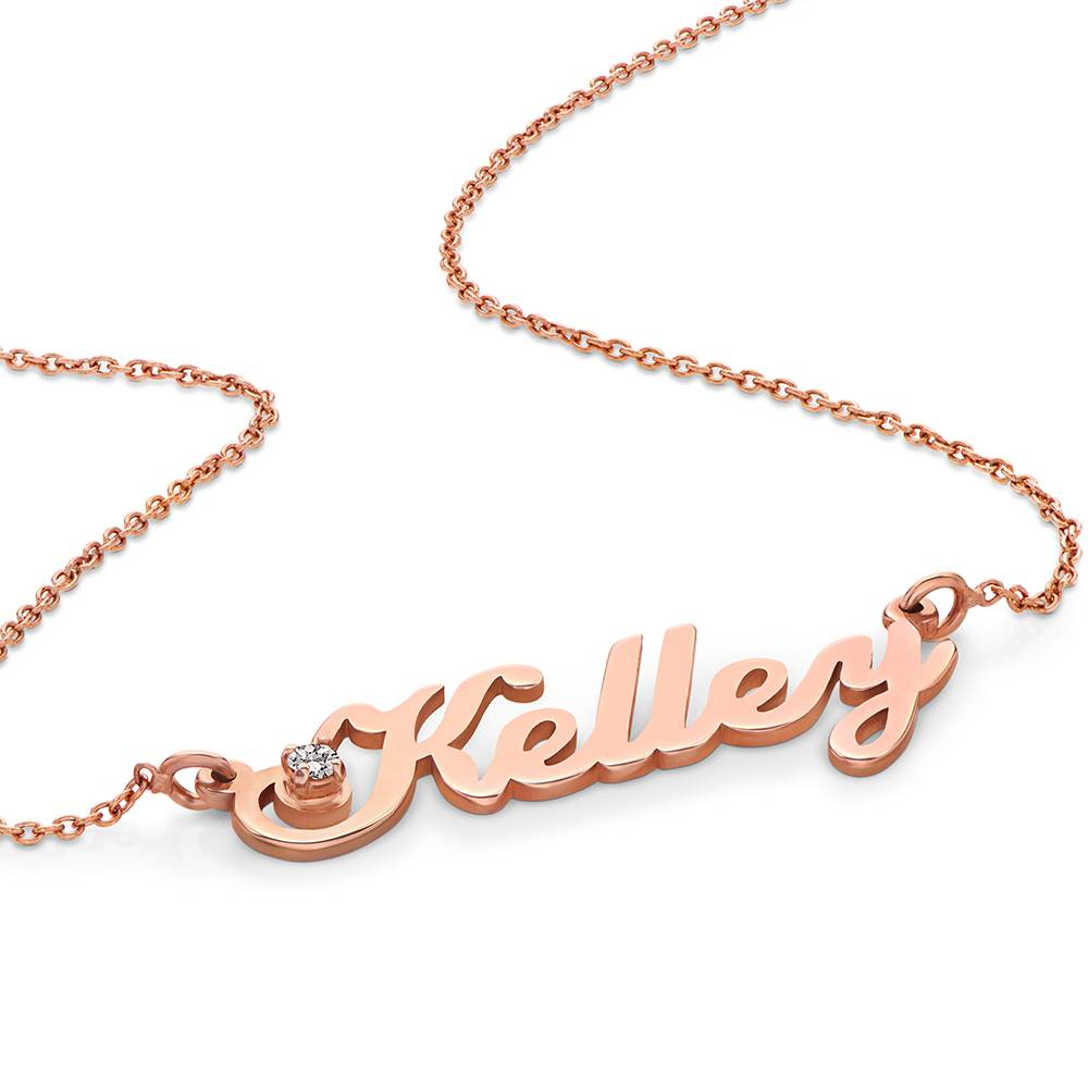 Hollywood Namenskette mit 0,05 ct Diamant - rosévergoldetes Sterlingsilber-5 Hollywood Namenskette mit 0,05 ct Diamant - rosévergoldetes Sterlingsilber-5 Produktfoto