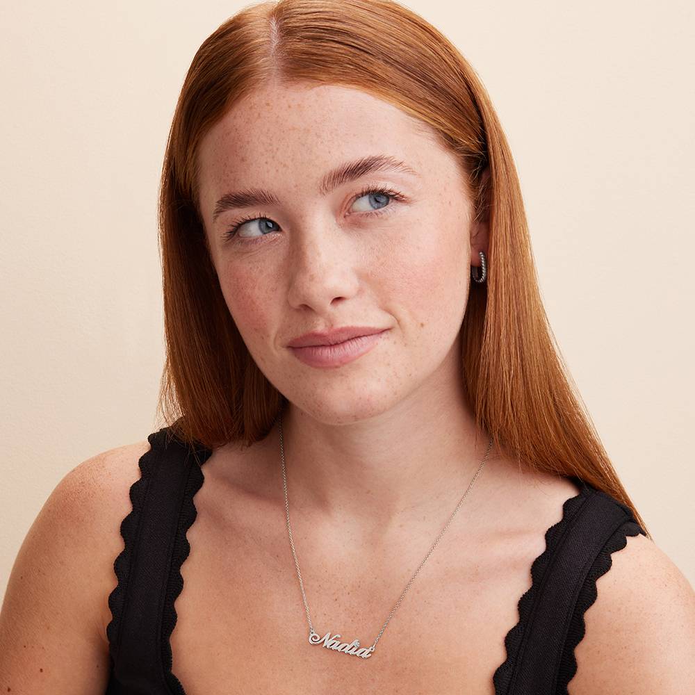 Hollywood Namenskette mit 0,05 ct Diamant - 925er Sterlingsilber-3 Produktfoto