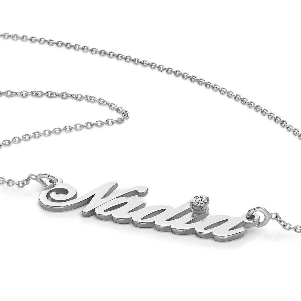 Hollywood Namenskette mit 0,05 ct Diamant - 925er Sterlingsilber-5 Produktfoto