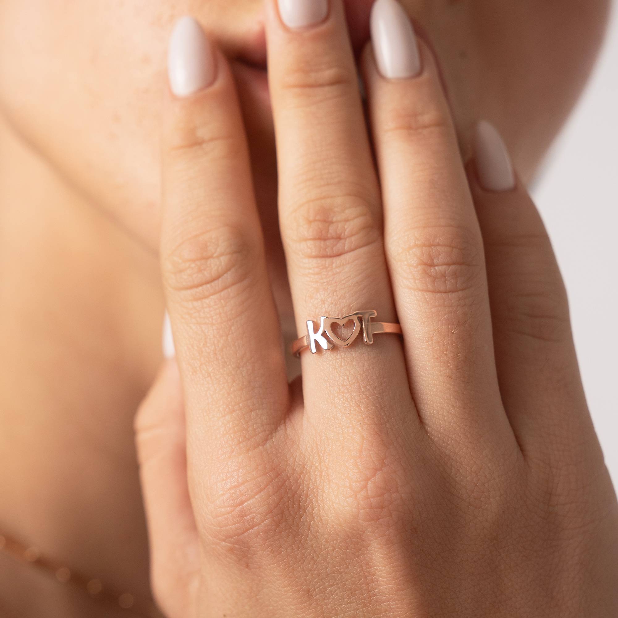 Ich Liebe Dich Buchstabenring - rosévergoldetes Sterlingsilber-2 Produktfoto