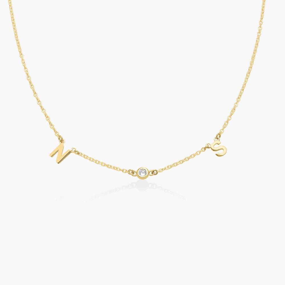 Mia Halskette mit Initialen und Diamanten - vergoldetes Sterlingsilber-1 Produktfoto