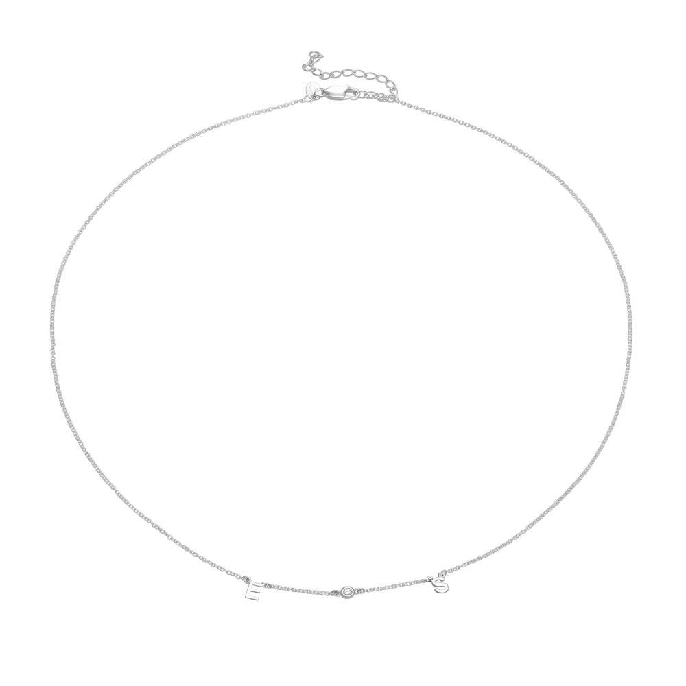 Mia Halskette mit Initialen und Diamanten - 925er Sterlingsilber-1 Produktfoto