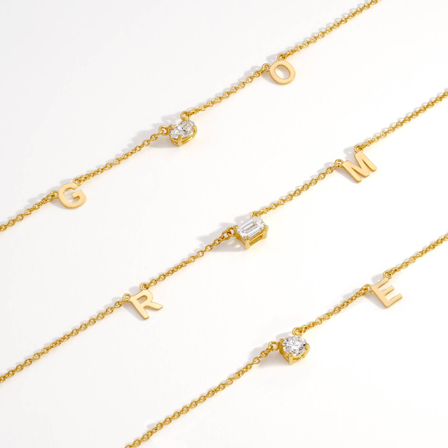 Mia Halskette mit Initialen und 0,3 ct Diamanten - Gold-Vermeil-3 Produktfoto