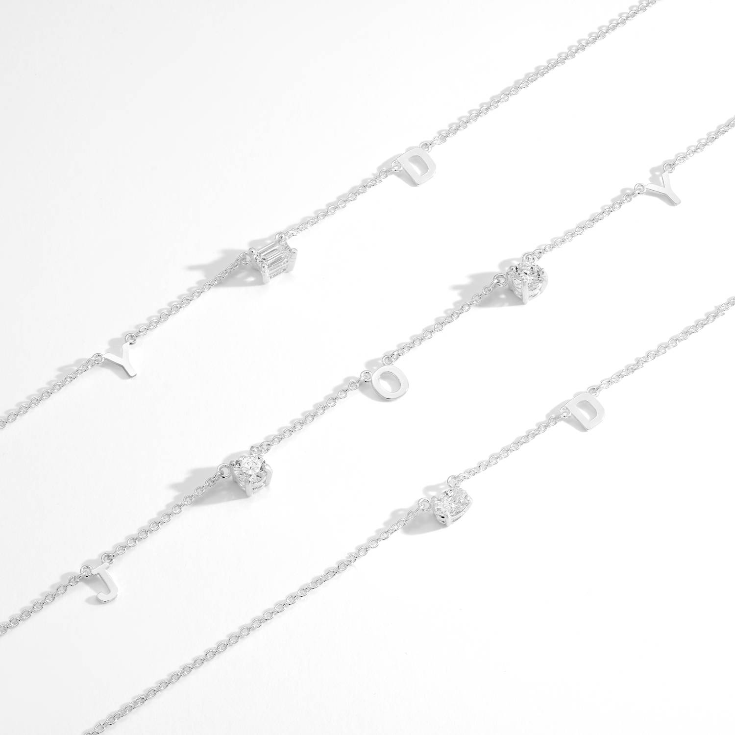 Mia Halskette mit Initialen und 0,3 ct Diamanten - 925er Sterlingsilber-5 Produktfoto