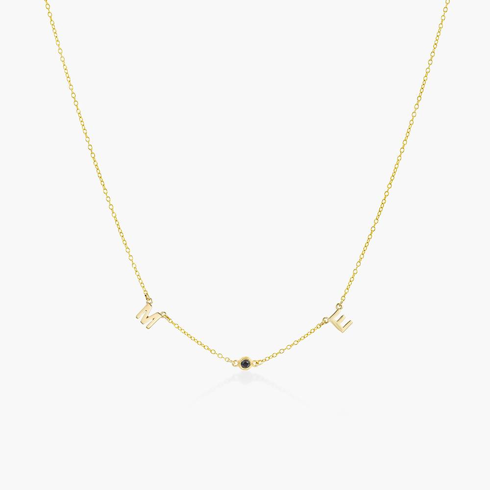 Mia Halskette mit Initialen und Edelsteinen - 585er Gelbgold-1 Produktfoto