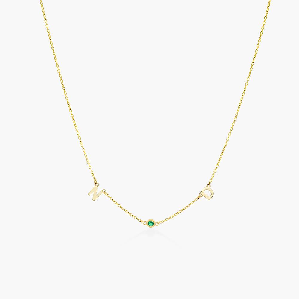 Mia Halskette mit Initialen und Edelsteinen - 585er Gelbgold-3 Produktfoto