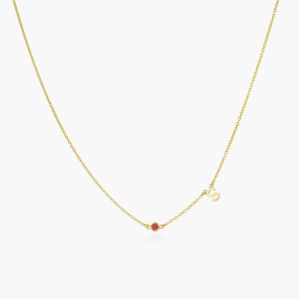 Mia Halskette mit Initialen und Edelsteinen - 585er Gelbgold-2 Produktfoto
