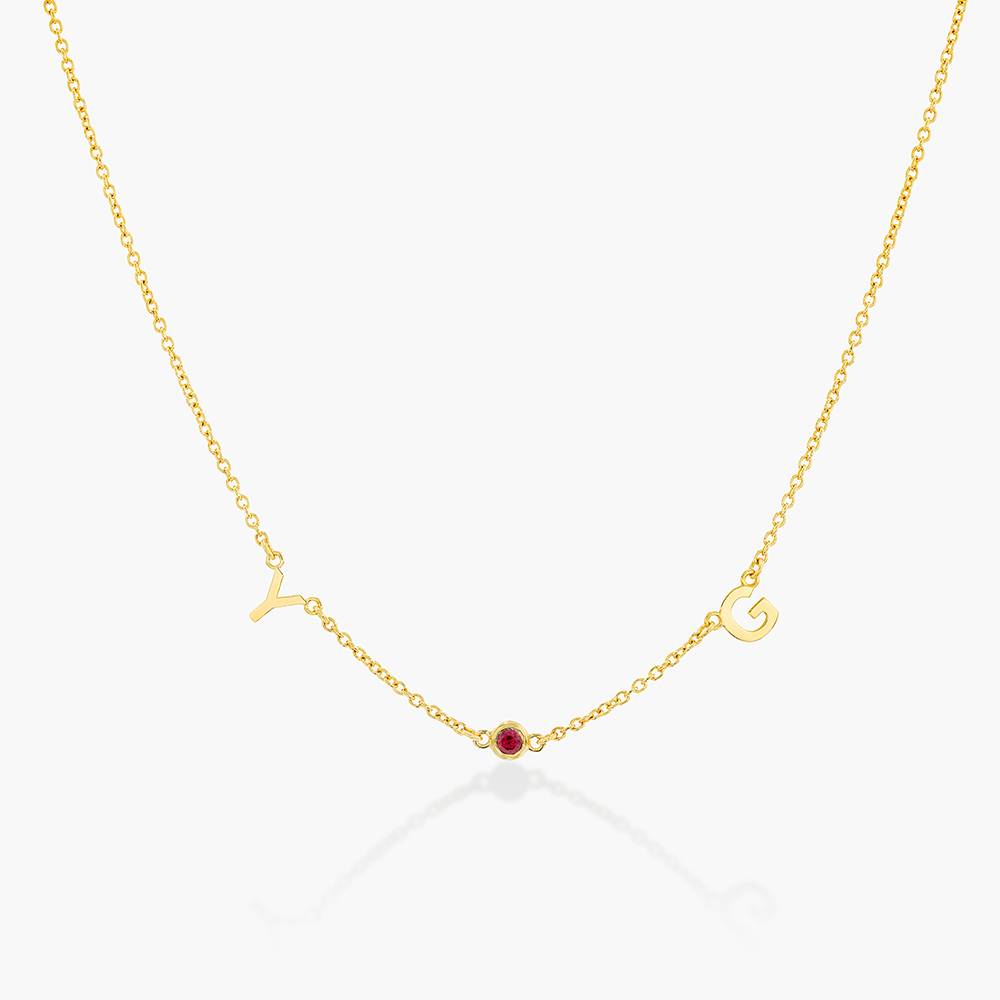 Mia Halskette mit Initialen und Edelsteinen - Gold-Vermeil-2 Produktfoto