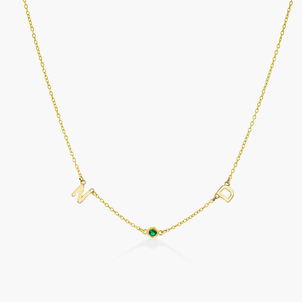 Mia Halskette mit Initialen und Edelsteinen - Gold-Vermeil-3 Produktfoto