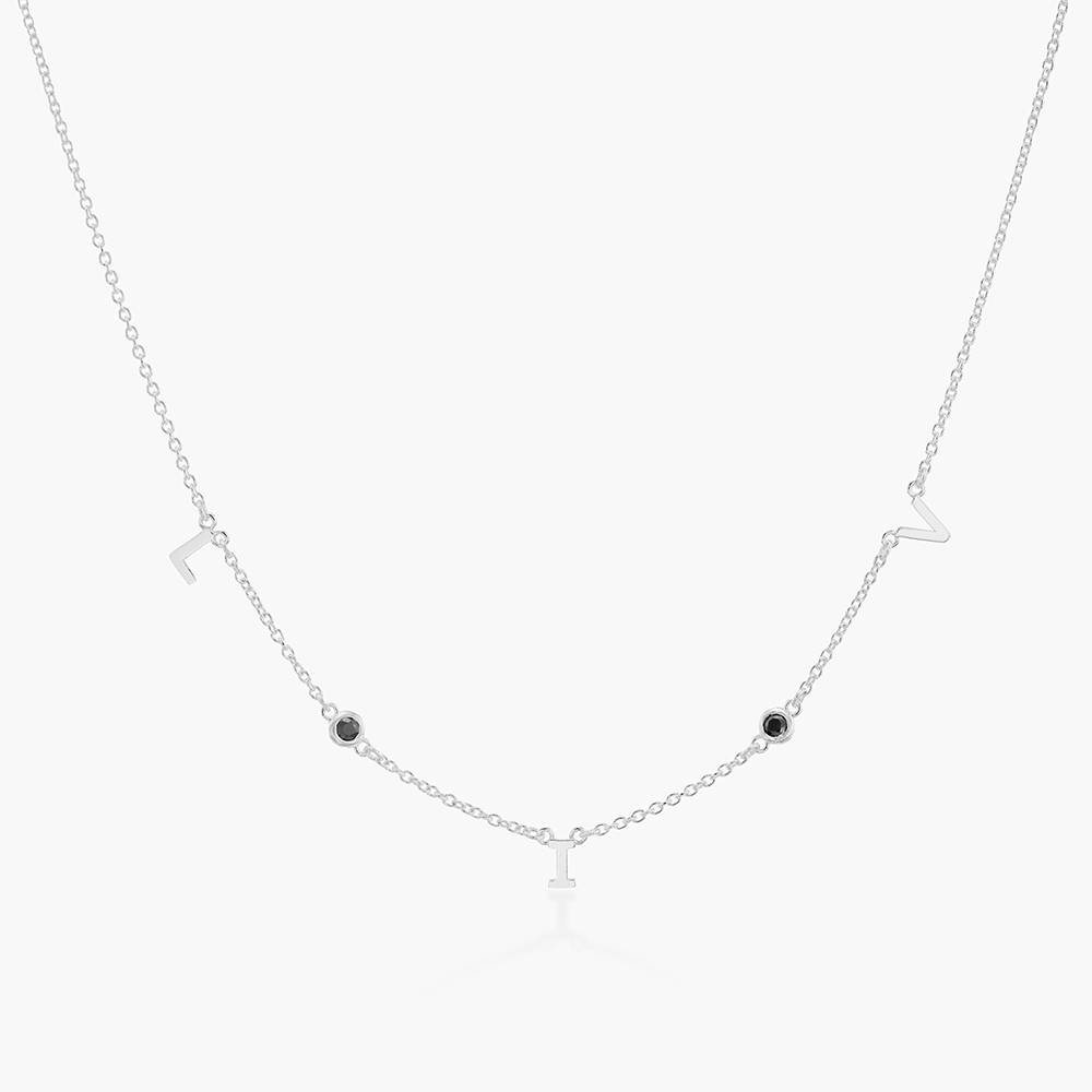 Mia Halskette mit Initialen und Edelsteinen - 925er Sterlingsilber-1 Produktfoto