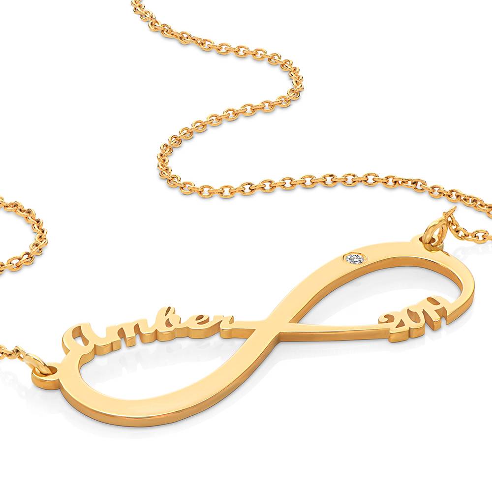 Infinity-Namenskette mit Diamant - Gold-Vermeil-5 Produktfoto
