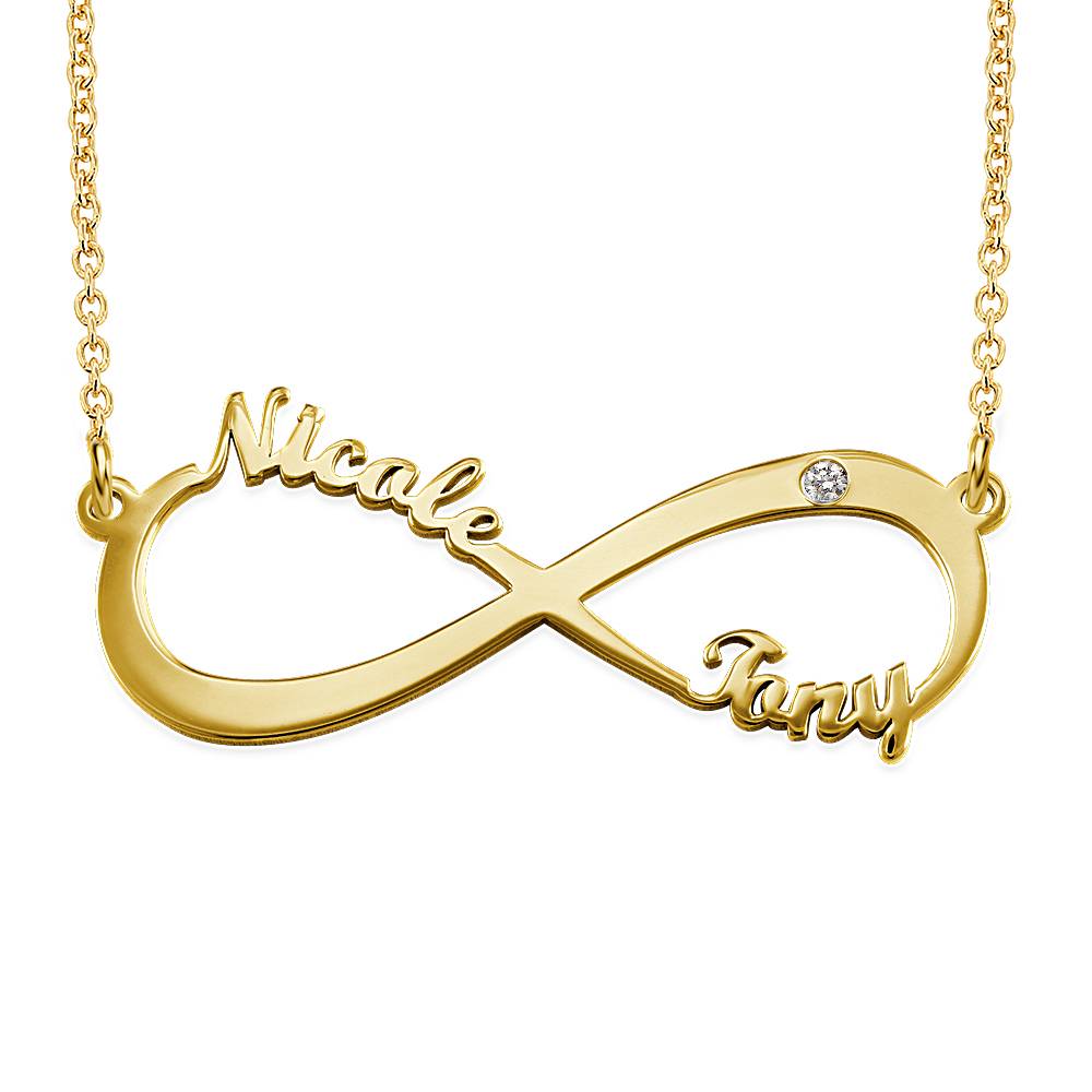 Infinity-Namenskette mit Diamant - Gold-Vermeil-4 Produktfoto