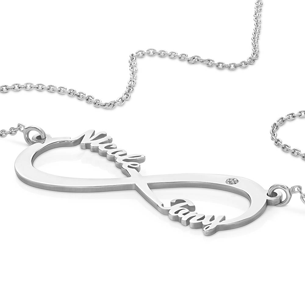 Infinity-Namenskette mit Diamant - 417er Weißgold-5 Produktfoto