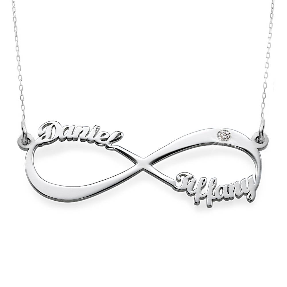 Infinity-Namenskette mit Diamant - 417er Weißgold-4 Produktfoto