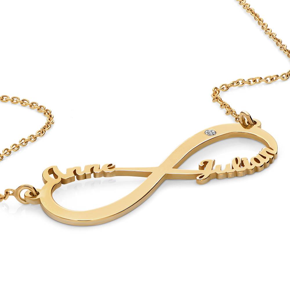 Infinity-Namenskette mit Diamant - 417er Gelbgold-4 Produktfoto