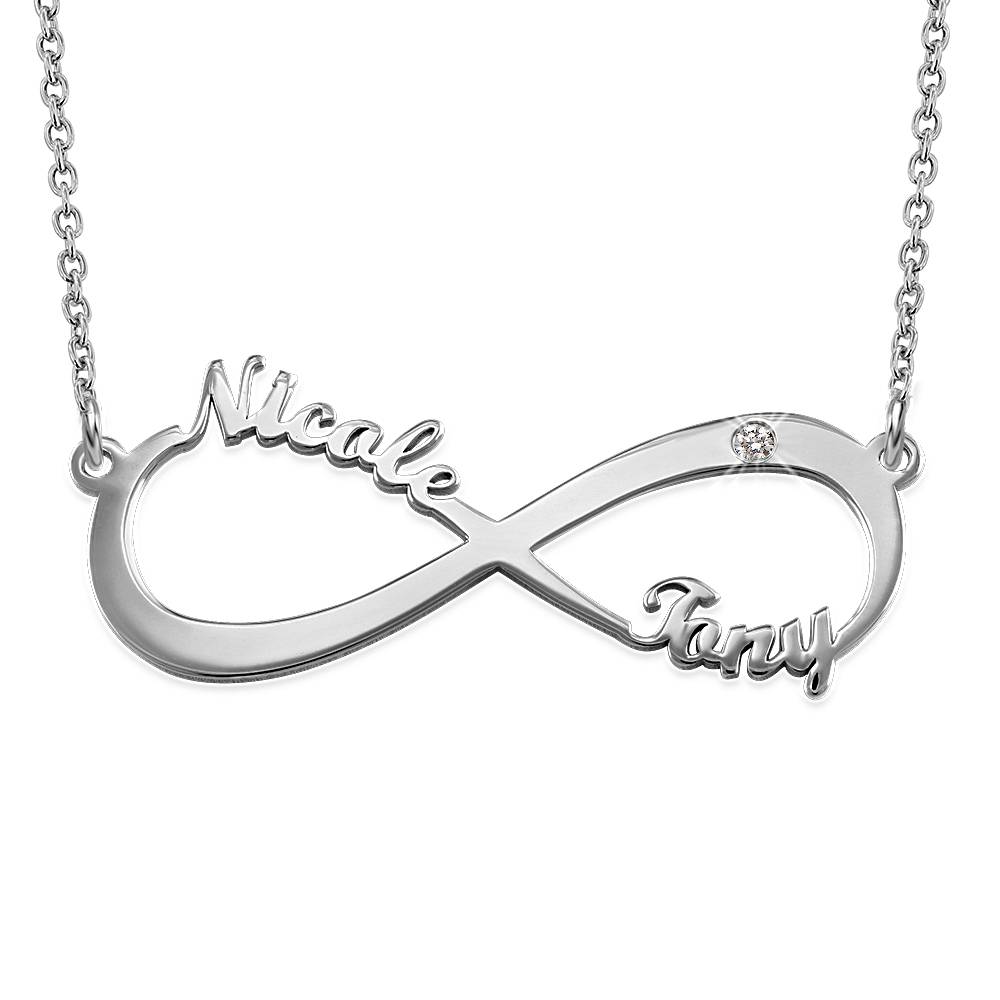 Infinity-Namenskette mit Diamant - 925er Sterlingsilber-3 Produktfoto