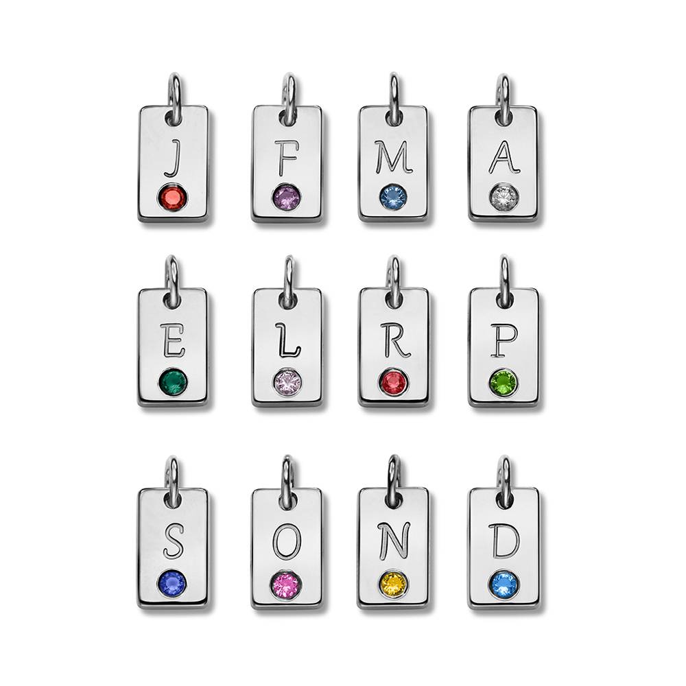 Initial & Geburtsstein Charm-Fußkettchen - 925er Sterlingsilber-5 Produktfoto