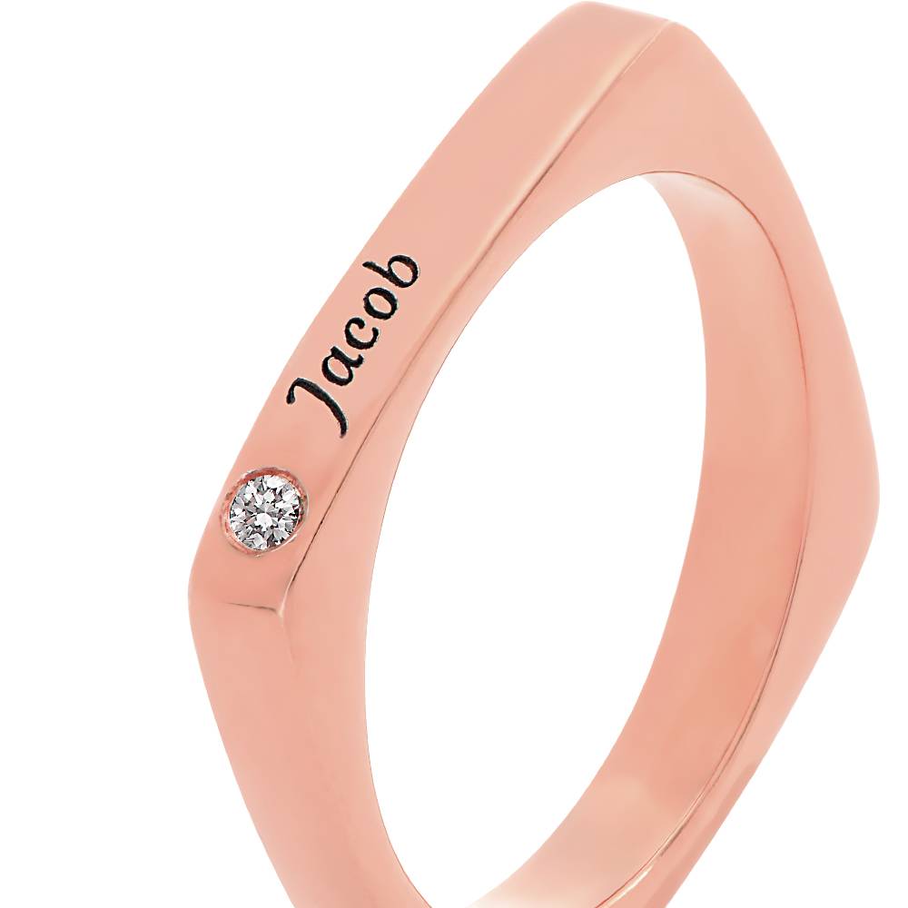 Iris quadratischer Ring mit Namen und Diamanten - Roségold-Vermeil-4 Produktfoto