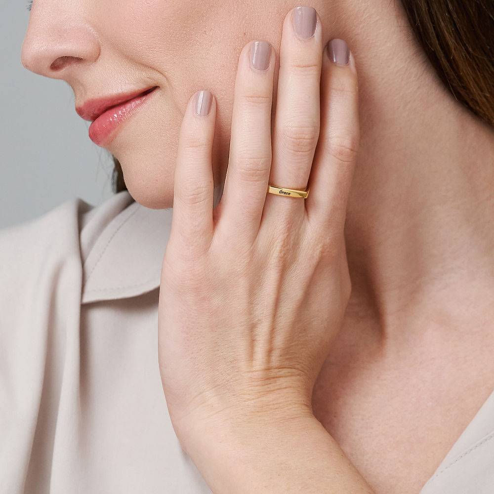 Iris quadratischer Ring mit Namen - Gold-Vermeil-1 Produktfoto