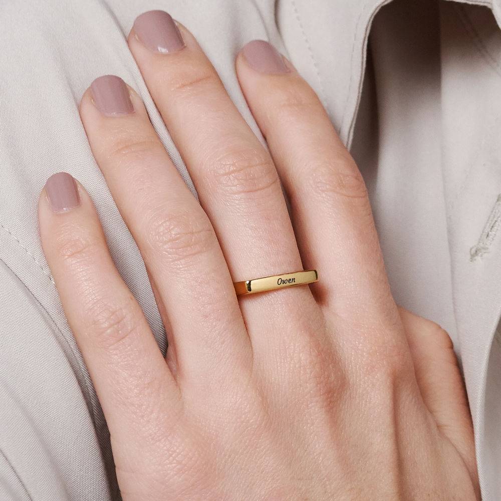 Iris quadratischer Ring mit Namen - Gold-Vermeil-2 Produktfoto