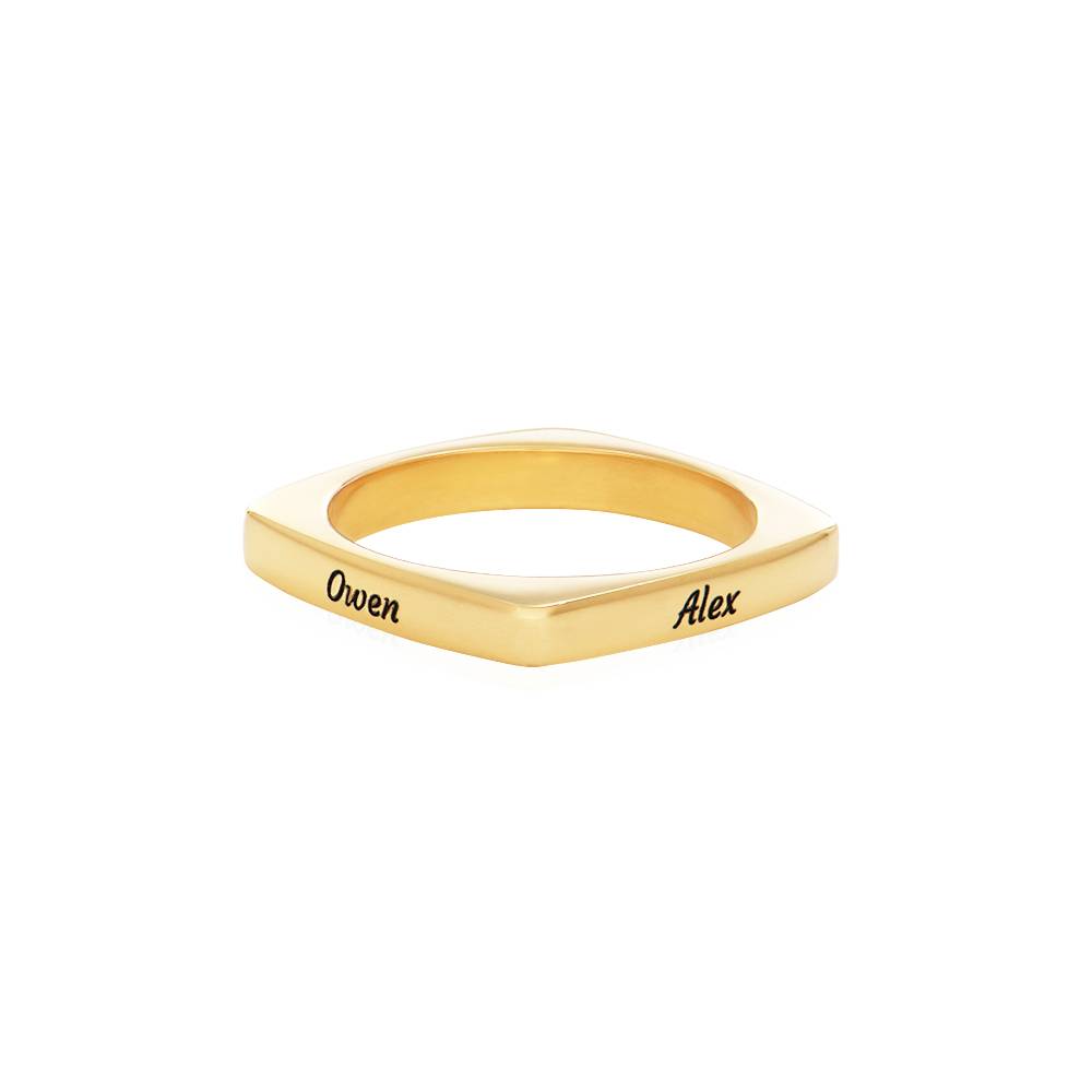 Iris quadratischer Ring mit Namen - Gold-Vermeil-3 Produktfoto