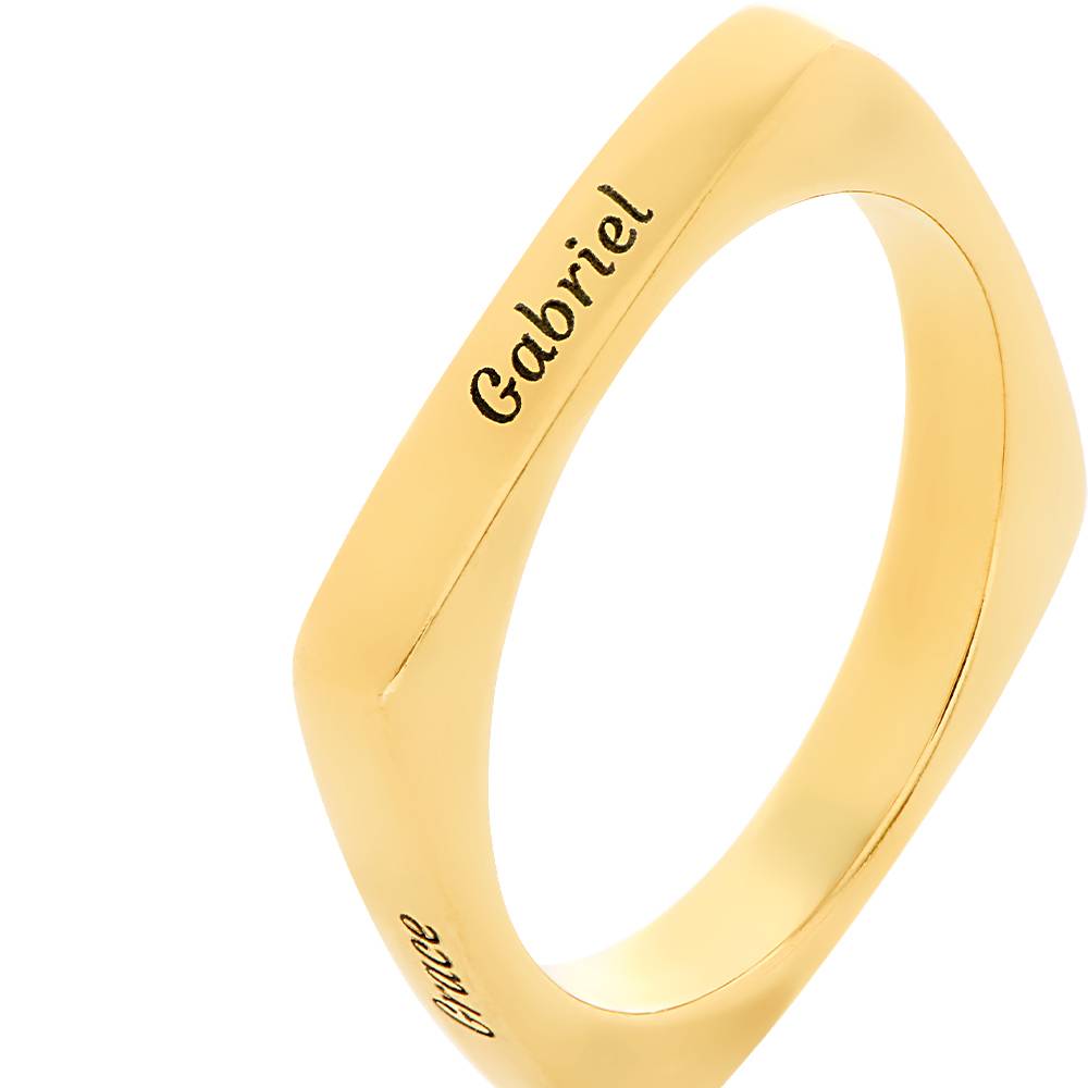 Iris quadratischer Ring mit Namen - Gold-Vermeil-4 Produktfoto