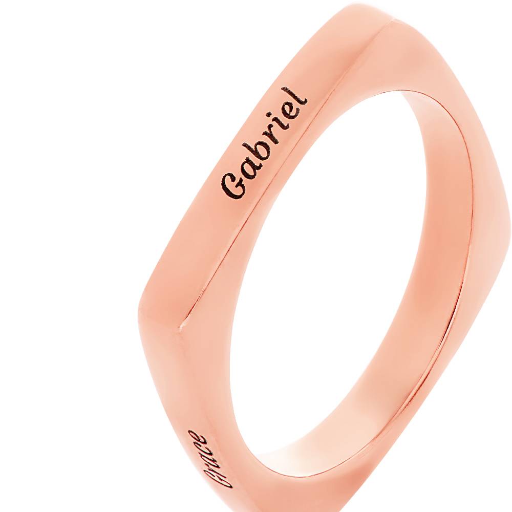 Iris quadratischer Ring mit Namen - rosévergoldetes Sterlingsilber-3 Iris quadratischer Ring mit Namen - rosévergoldetes Sterlingsilber-3 Produktfoto