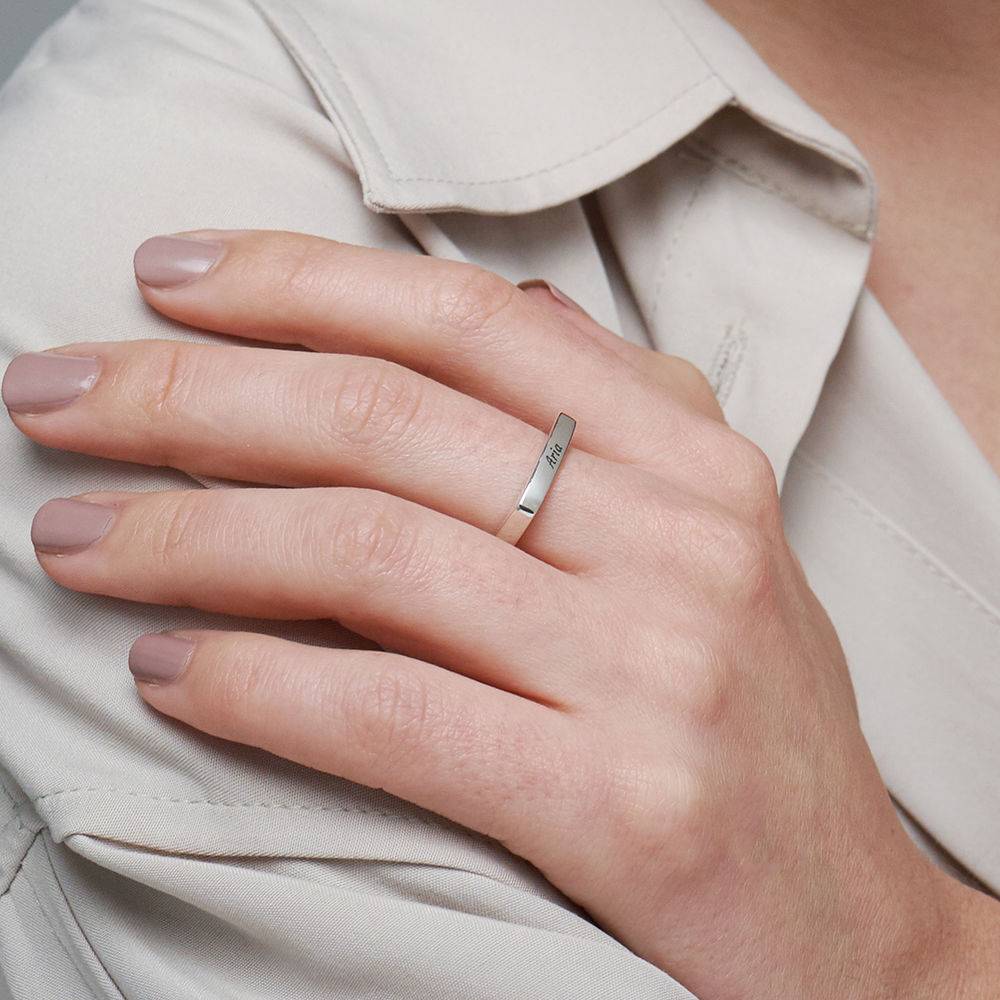 Iris quadratischer Ring mit Namen - 925er Sterlingsilber-2 Produktfoto