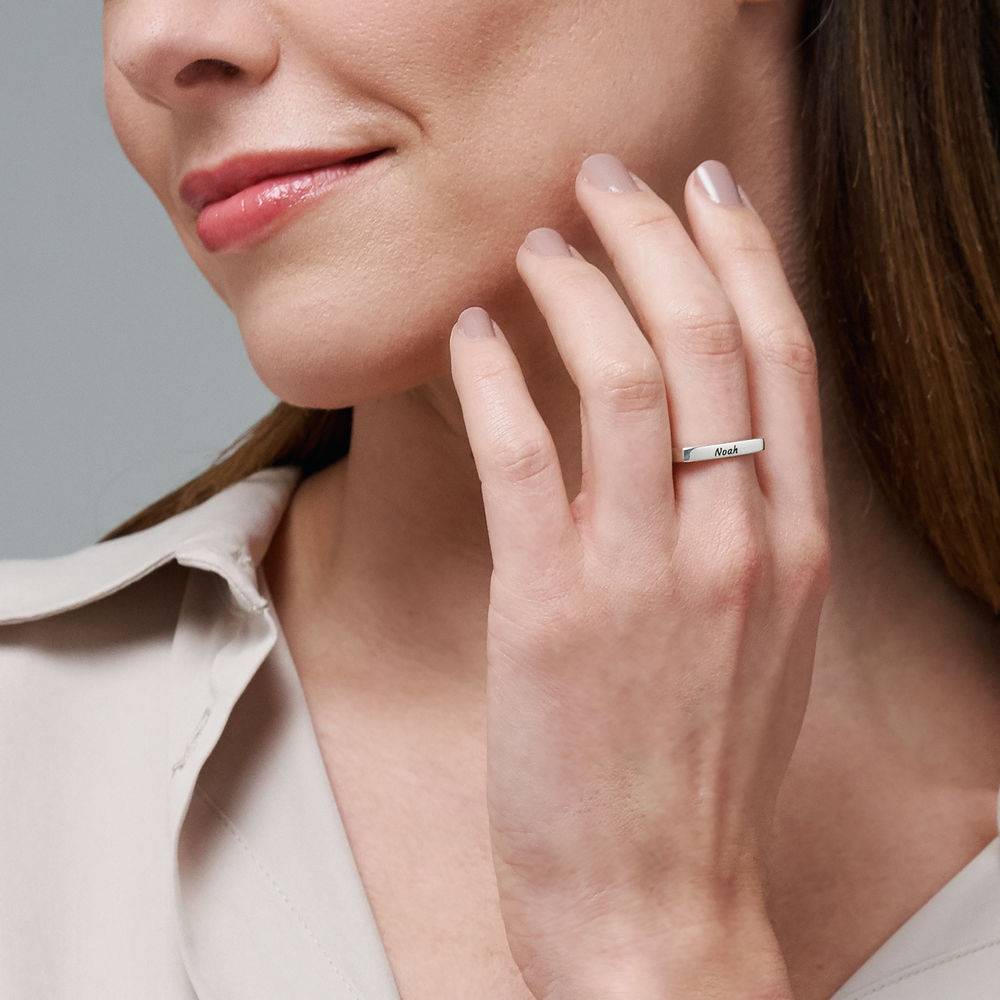 Iris quadratischer Ring mit Namen - 925er Sterlingsilber-1 Produktfoto