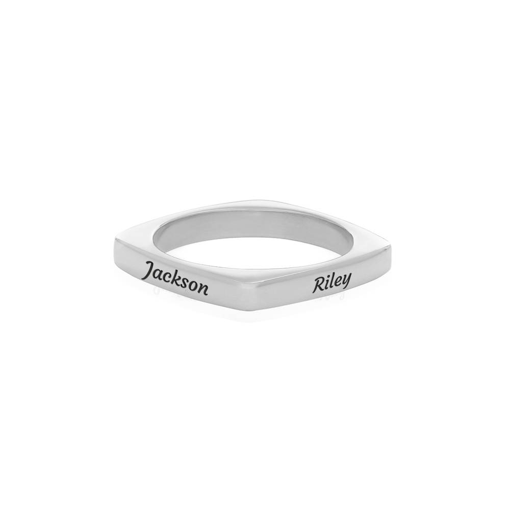 Iris quadratischer Ring mit Namen - 925er Sterlingsilber-4 Produktfoto