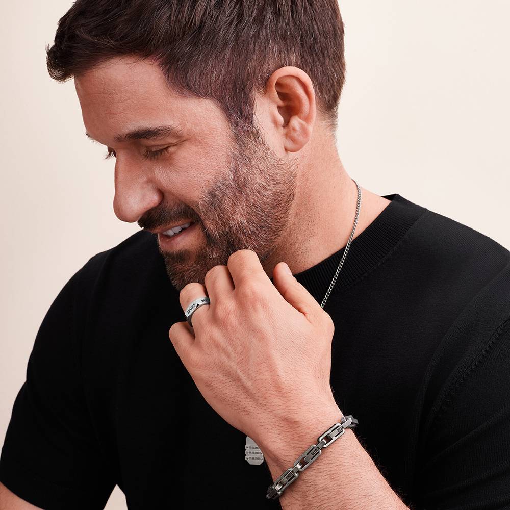 Iron Gliederarmband für Männer  - schwarzer Edelstahl-4 Produktfoto