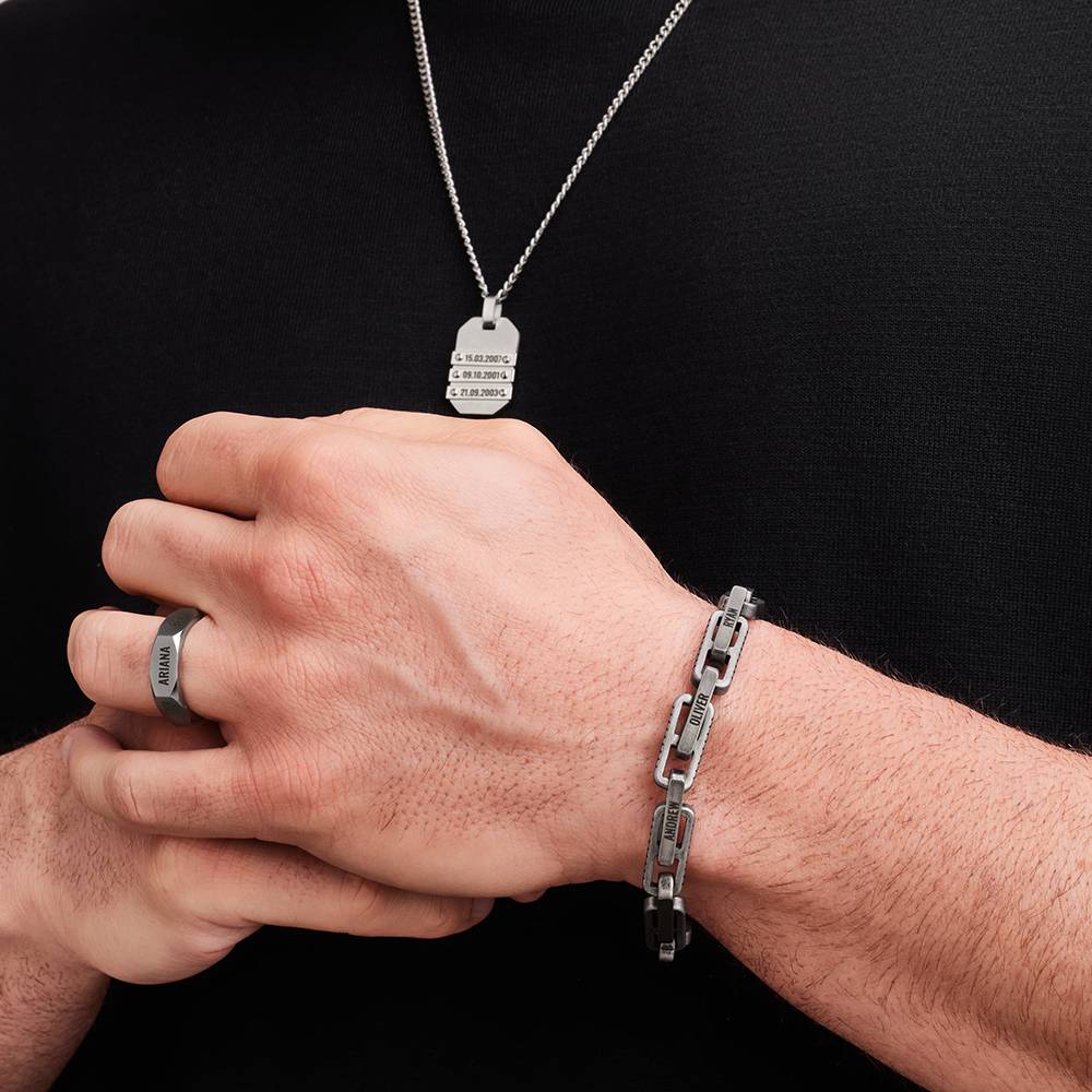 Iron Gliederarmband für Männer  - schwarzer Edelstahl-2 Produktfoto