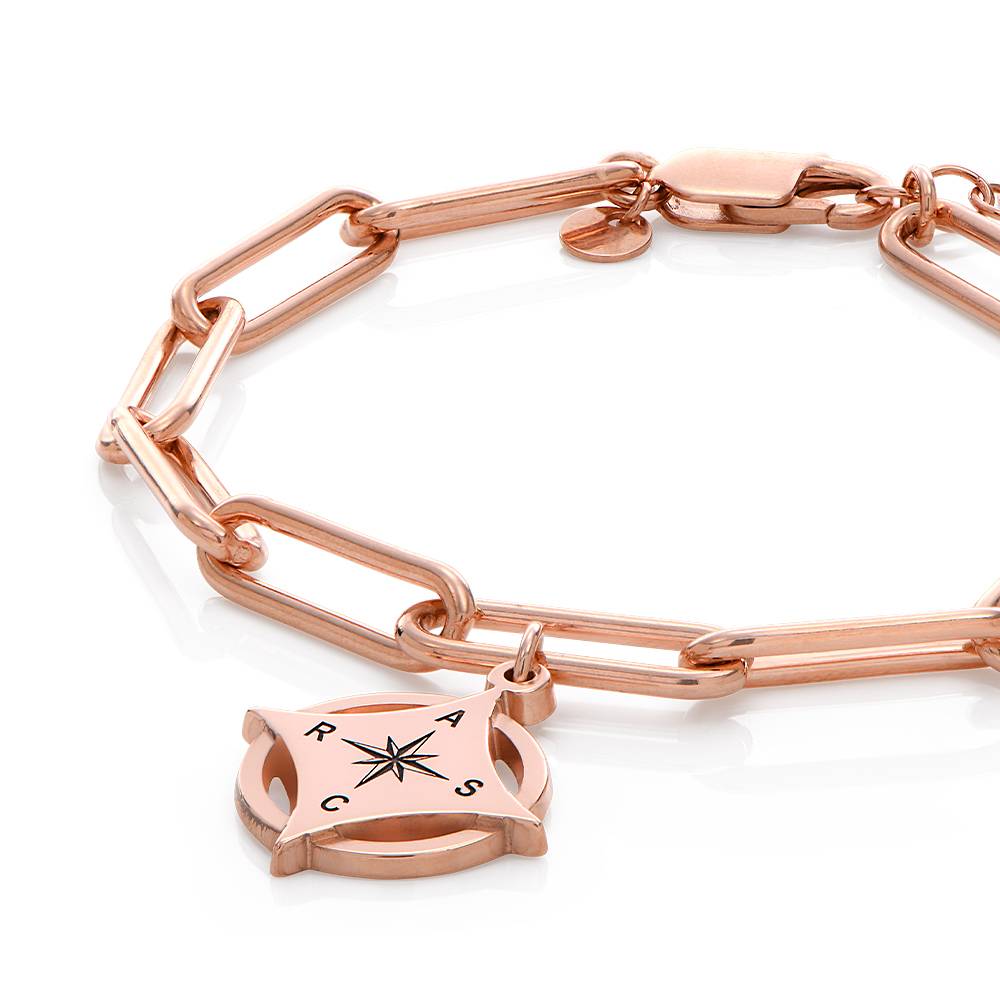 Kaia Initial Kompass-Armband - rosévergoldetes Sterlingsilber-4 Kaia Initial Kompass-Armband - rosévergoldetes Sterlingsilber-4 Produktfoto