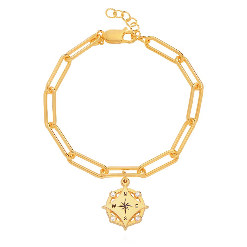Kaia Initial Kompass-Armband mit Diamanten - Gold-Vermeil-4 Kaia Initial Kompass-Armband mit Diamanten - Gold-Vermeil-4 Produktfoto