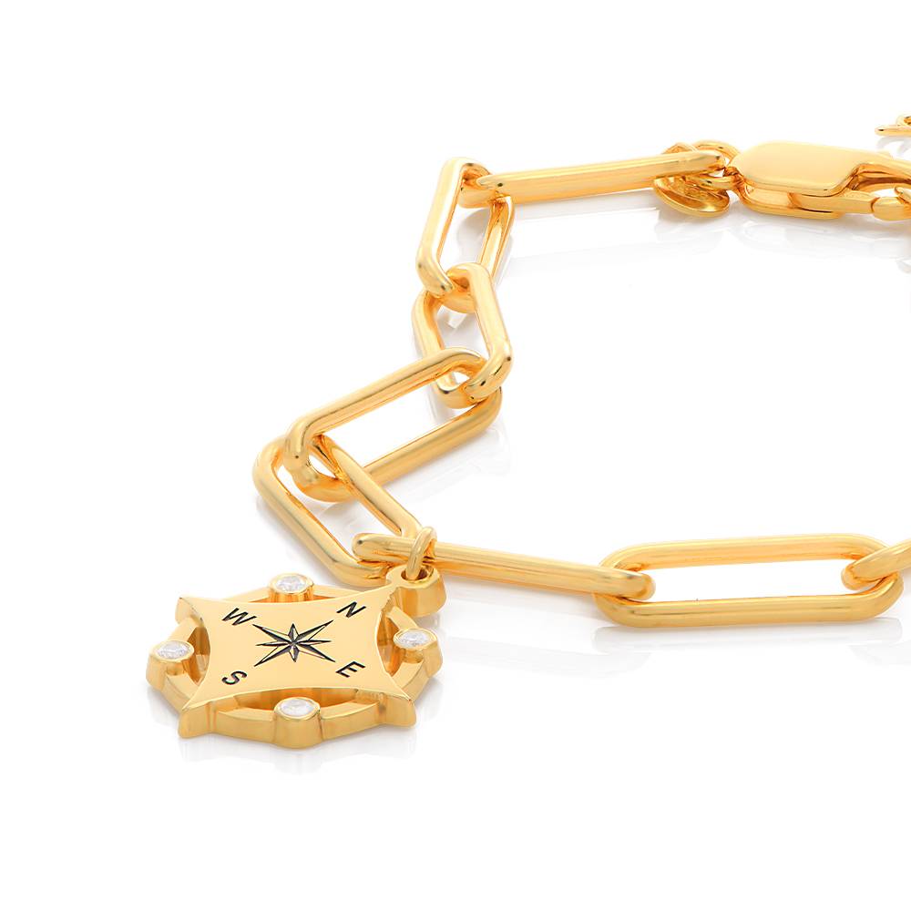 Kaia Initial Kompass-Armband mit Diamanten - Gold-Vermeil-5 Kaia Initial Kompass-Armband mit Diamanten - Gold-Vermeil-5 Produktfoto