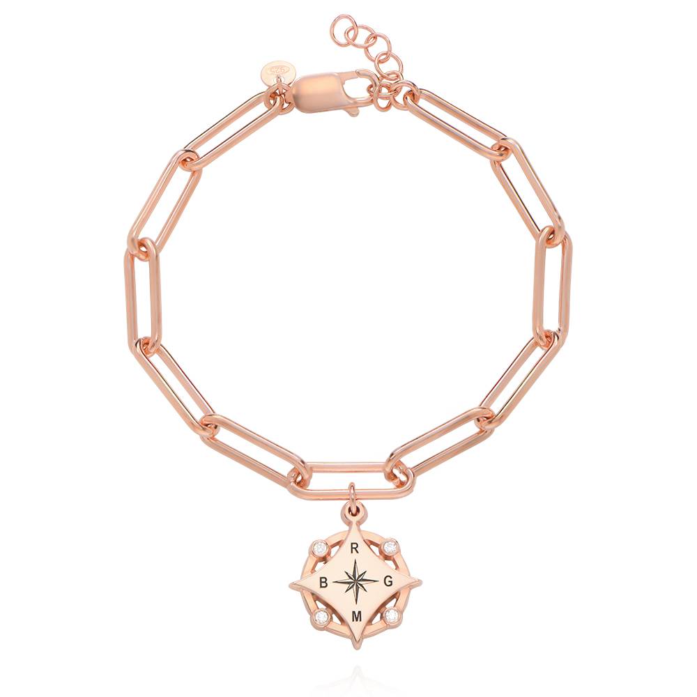 Kaia Initial Kompass-Armband mit Diamanten - rosévergoldetes Sterlingsilber-1 Produktfoto