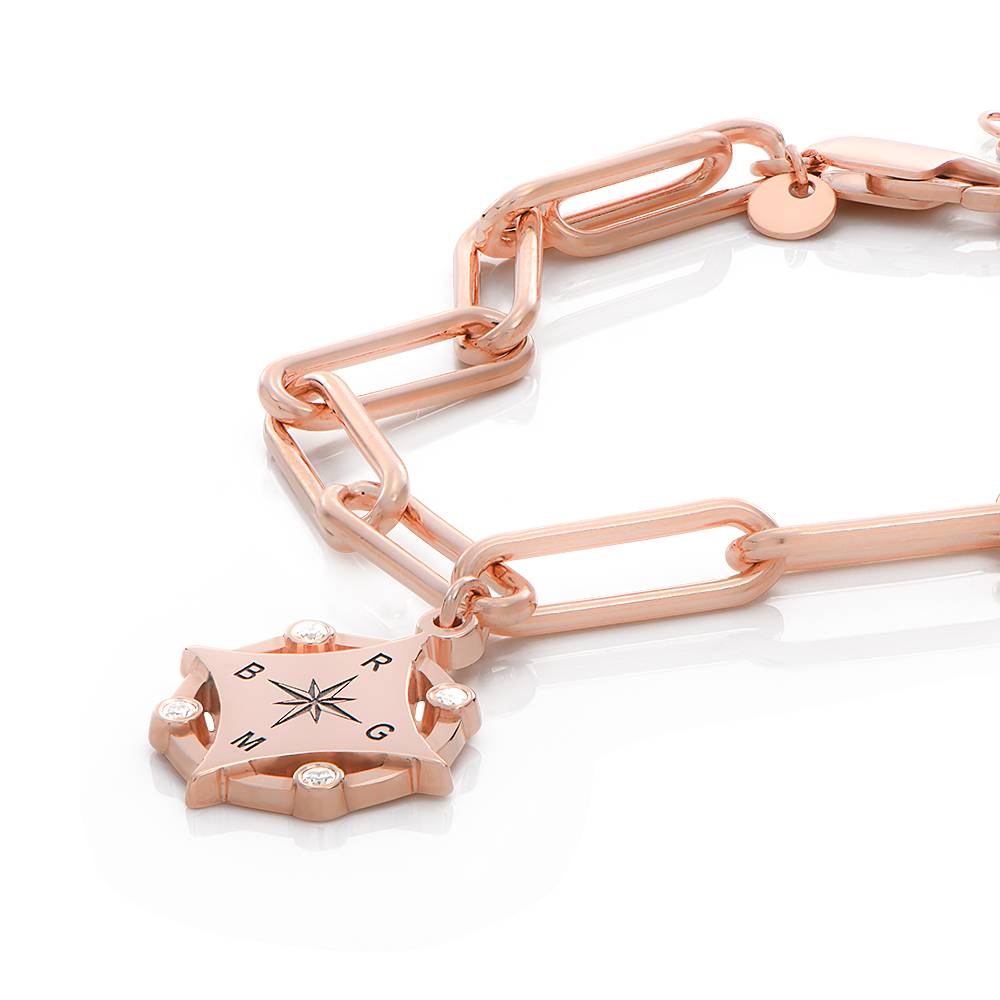 Kaia Initial Kompass-Armband mit Diamanten - rosévergoldetes Sterlingsilber-5 Produktfoto