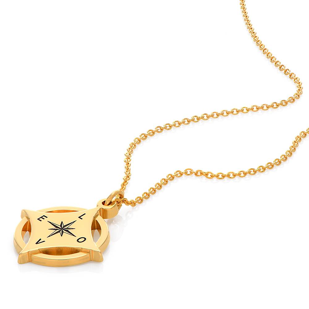 Kaia Initial Kompass-Halskette - Gold-Vermeil-1 Kaia Initial Kompass-Halskette - Gold-Vermeil-1 Produktfoto